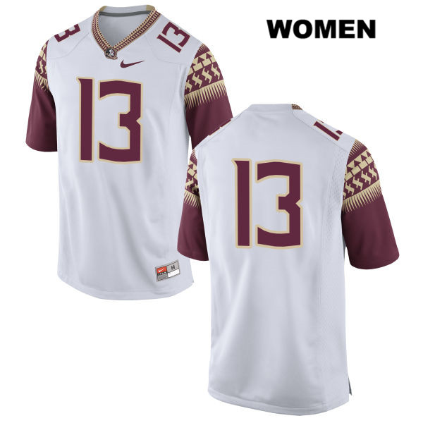 Women's NCAA Nike Florida State Seminoles #13 Caleb Ward College No Name White Stitched Authentic Football Jersey UVG2369UH